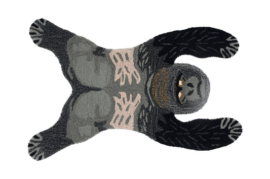 Hand Tufted Gorilla Shaped Wool Rug – Kids Room Animal Area Rug | 2×3 ft