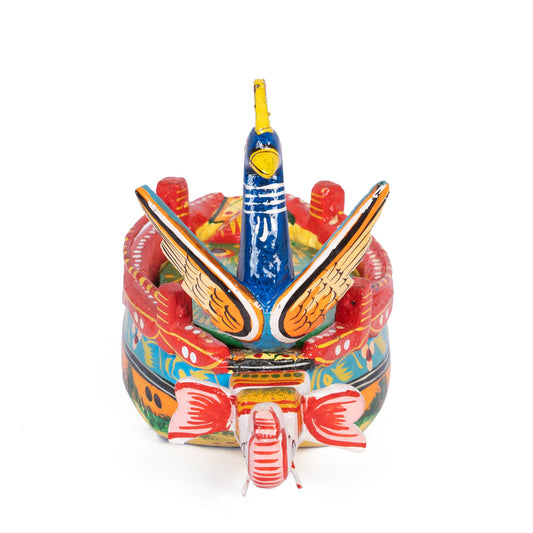 Handcrafted Wooden Peacock Boat Decor – Colorful Indian Folk Art Decorative Showpiece