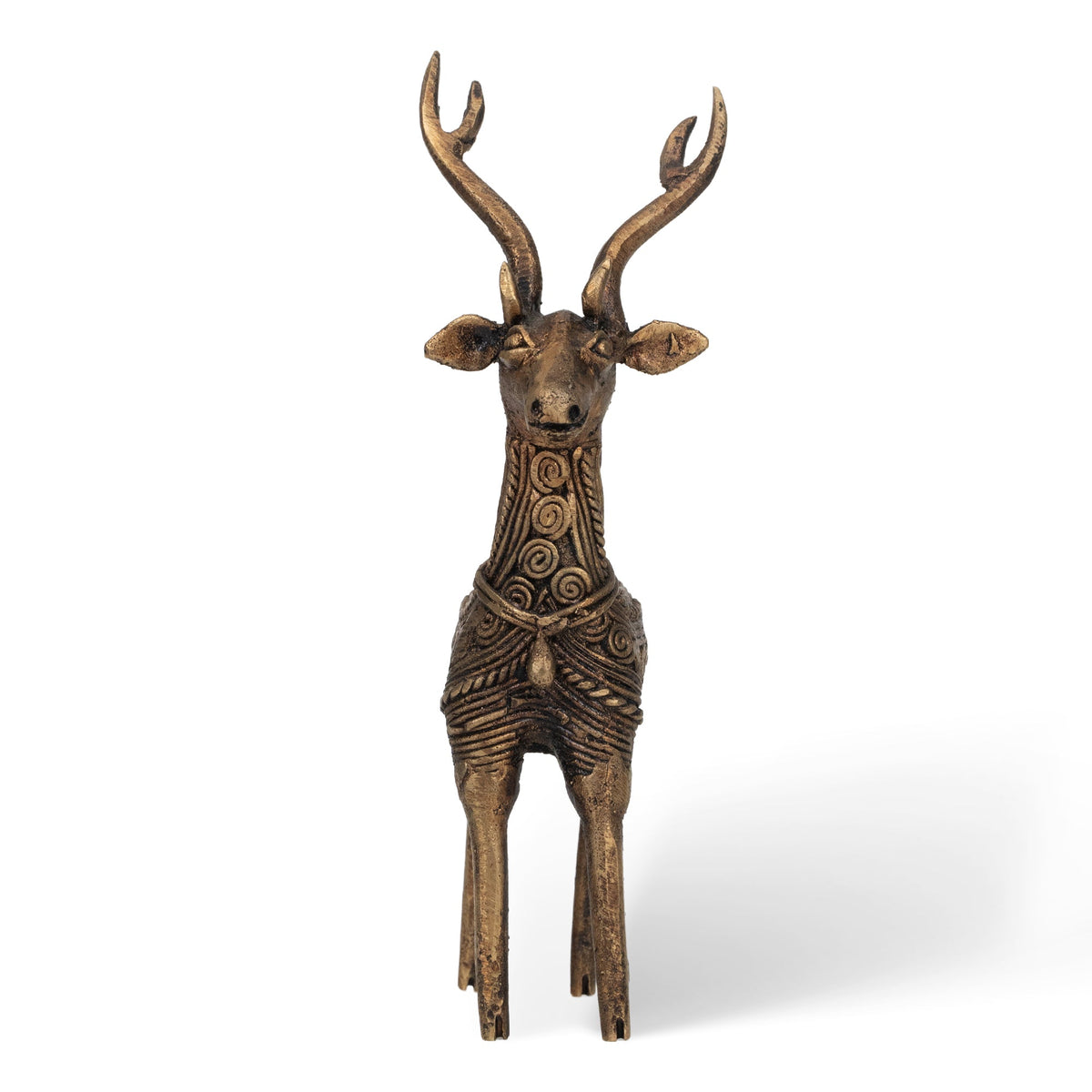 Handcrafted Dhokra Brass Deer Sculpture – Traditional Indian Tribal Art Animal Statue