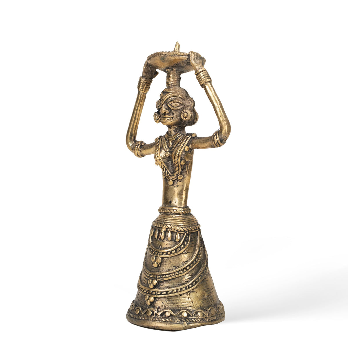 Dhokra Tribal Lady Brass Candle Holder | Handcrafted Indian Tribal Decor