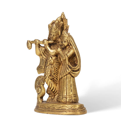 Handcrafted Brass Radha Krishna Statue – Traditional Indian Art & Spiritual Home Decor