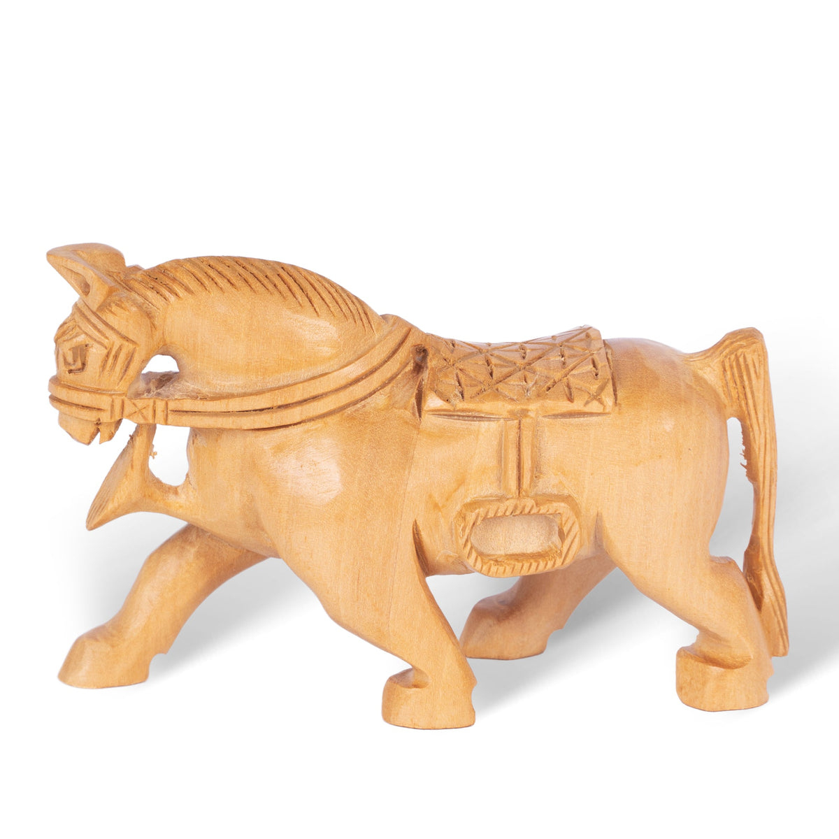 Hand Carved Wooden Horse Sculpture – Traditional Indian Wooden Horse Figurine for Home Décor