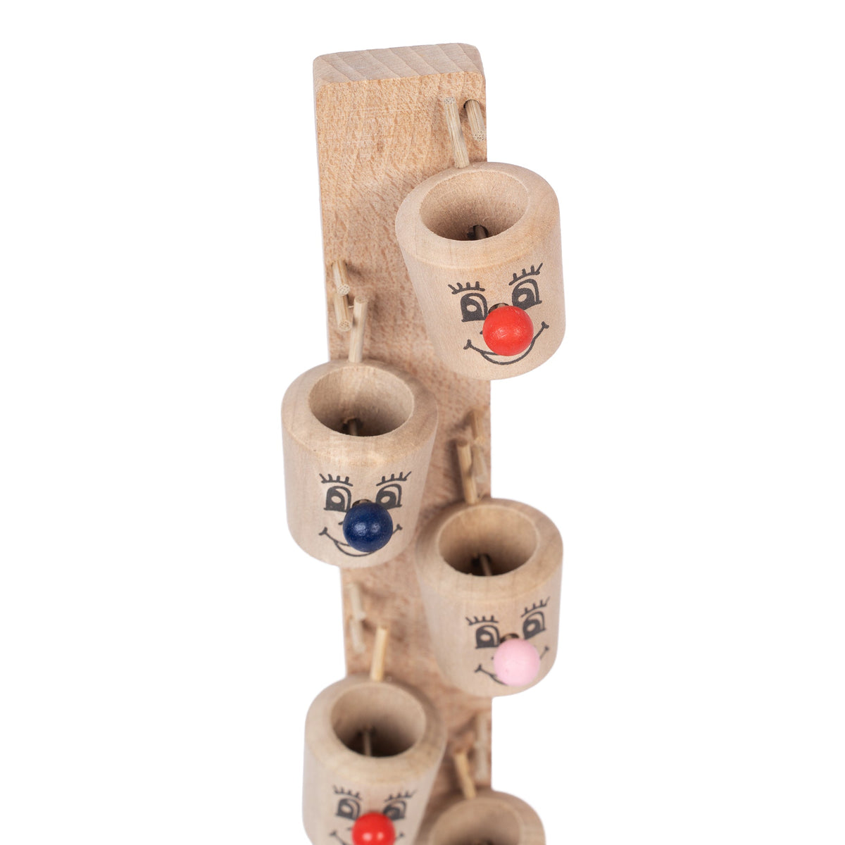 Handcrafted Wooden Cup & Marble Skill Game – Rustic Handmade Tabletop Game with Colorful Marbles