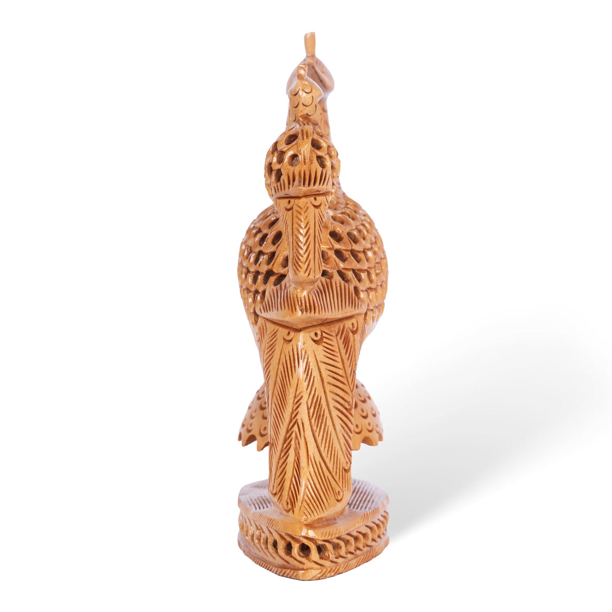 Hand Carved Wooden Peacock Pair Sculpture – Traditional Indian Bird Figurine Home Décor