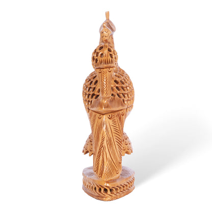 Hand Carved Wooden Peacock Pair Sculpture – Traditional Indian Bird Figurine Home Décor
