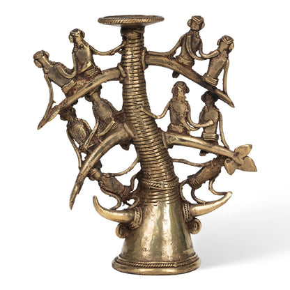 Handcrafted Dhokra Tribal Tree of Life Sculpture – Brass Tribal Art Home Decor
