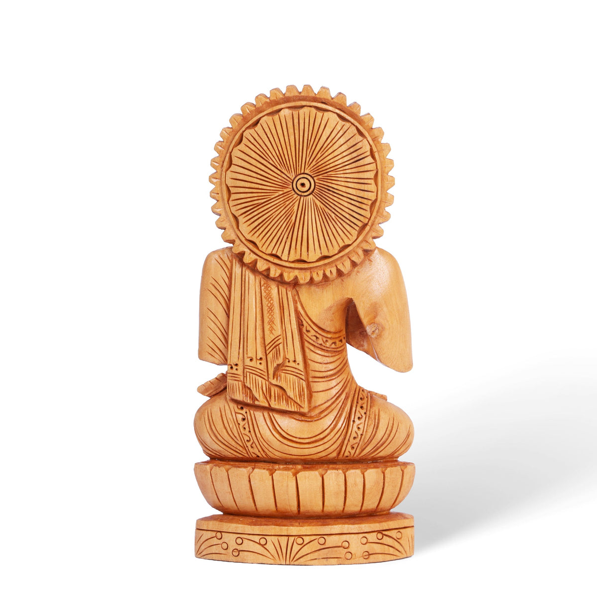 Hand Carved Wooden Buddha Statue – Meditation & Peace Decor, Indian Wood Sculpture