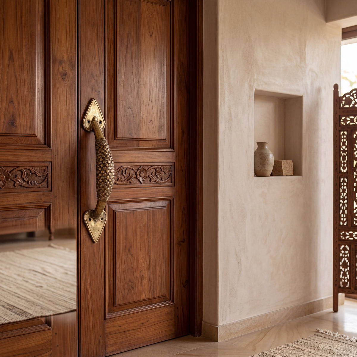 Handcrafted Brass Tribal Wall Handle | Traditional Indian Decorative Door Pull