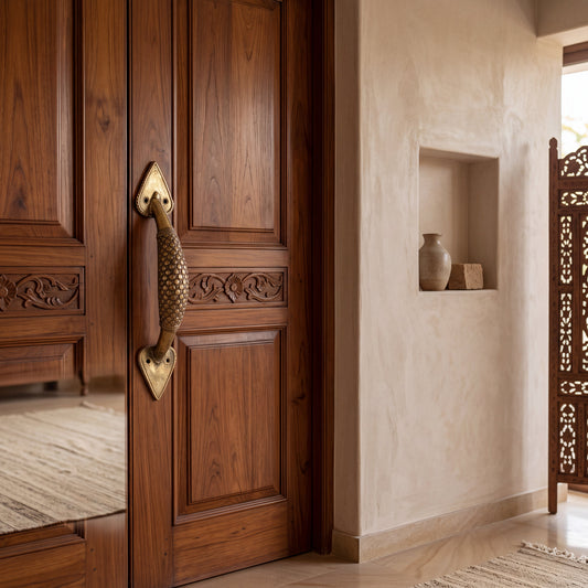 Handcrafted Brass Tribal Wall Handle | Traditional Indian Decorative Door Pull