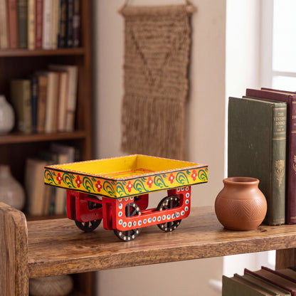 Handcrafted Wooden Decorative Cart Tray – Hand-Painted Indian Folk Art Home Decor
