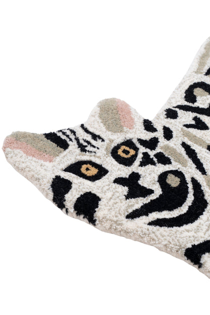Hand Tufted Tiger Rug – Black & Ivory Animal Shaped Wool Rug for Kids Room, Nursery & Modern Décor | 2 × 3 Feet