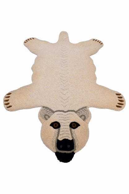 Hand Tufted Bear Rug – Animal Shaped Wool Rug for Kids Room, Nursery & Modern Décor | 2 × 3 Feet
