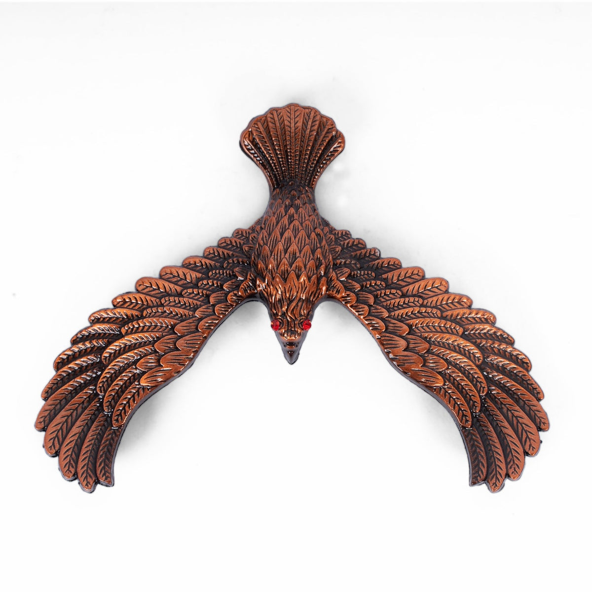 Handcrafted wooden eagle sculpture front view