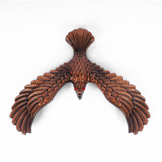 Handcrafted wooden eagle sculpture front view
