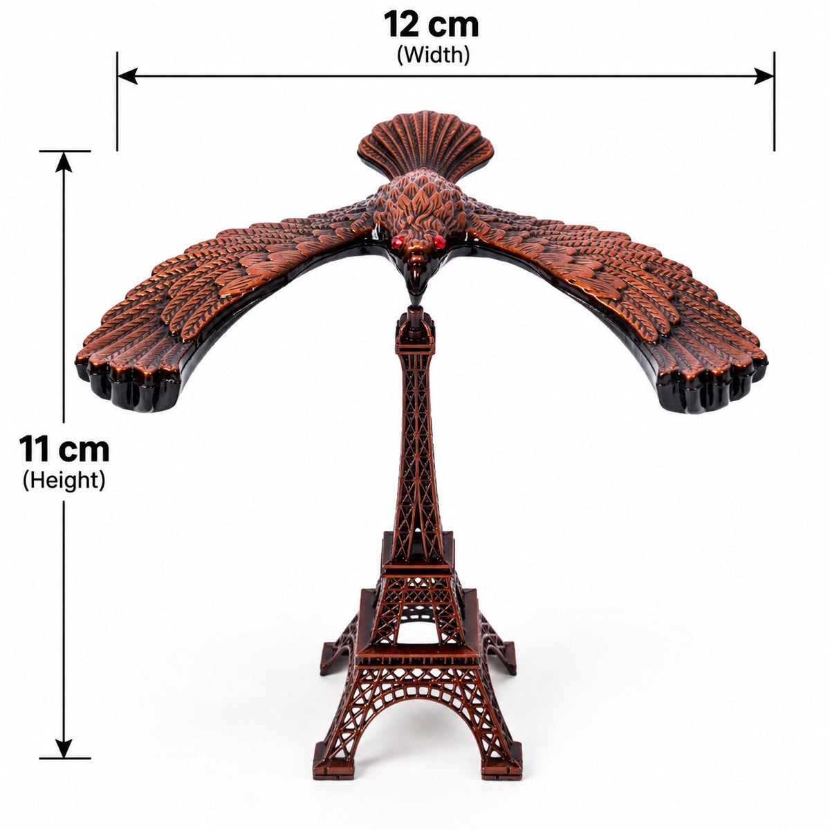 Wooden eagle and Eiffel Tower sculpture dimensions 12 cm width 11 cm height